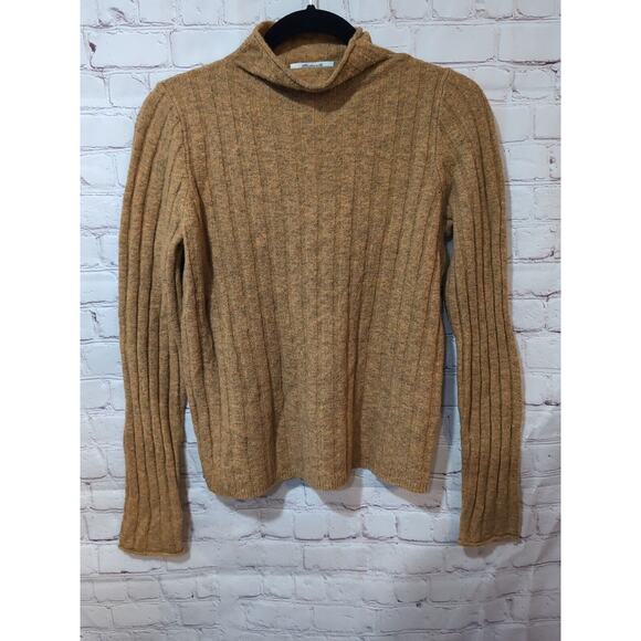 Madewell Evercrest Sweater L Alpaca Merino Wool Blend Mock Neck Soft Mustard - Picture 1 of 9